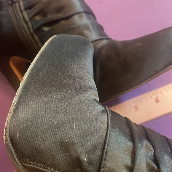 STEVEN STEVE MADDEN black satin ankle boots bow back sz6 platform - Picture 9 of 9